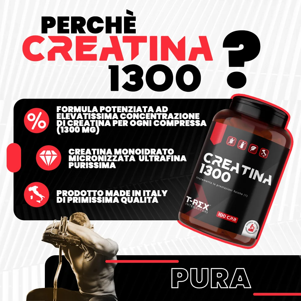 T-Rex Creatina 1300 100Cpr Esercizi Brevi e Intensi