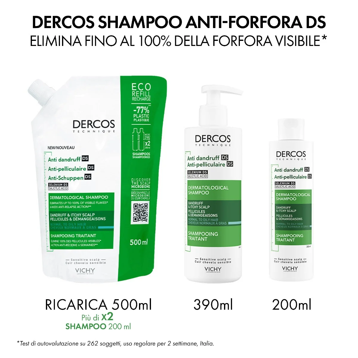 Vichy Dercos Shampoo Antiforfora 200 Ml Trattamento Ideale per Capelli Normali-Grassi