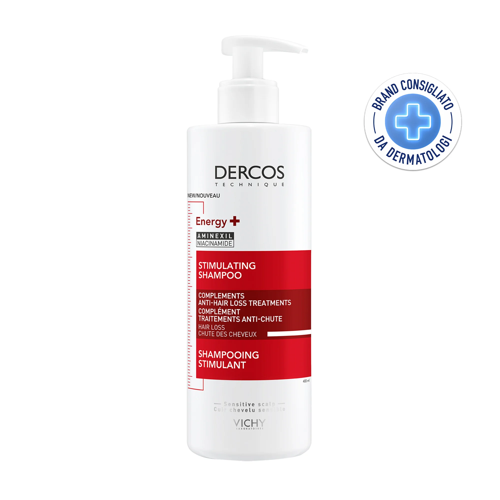 Vichy Dercos Shampoo Energy+ 400 Ml Trattamento Rivitalizzante per capelli più forti
