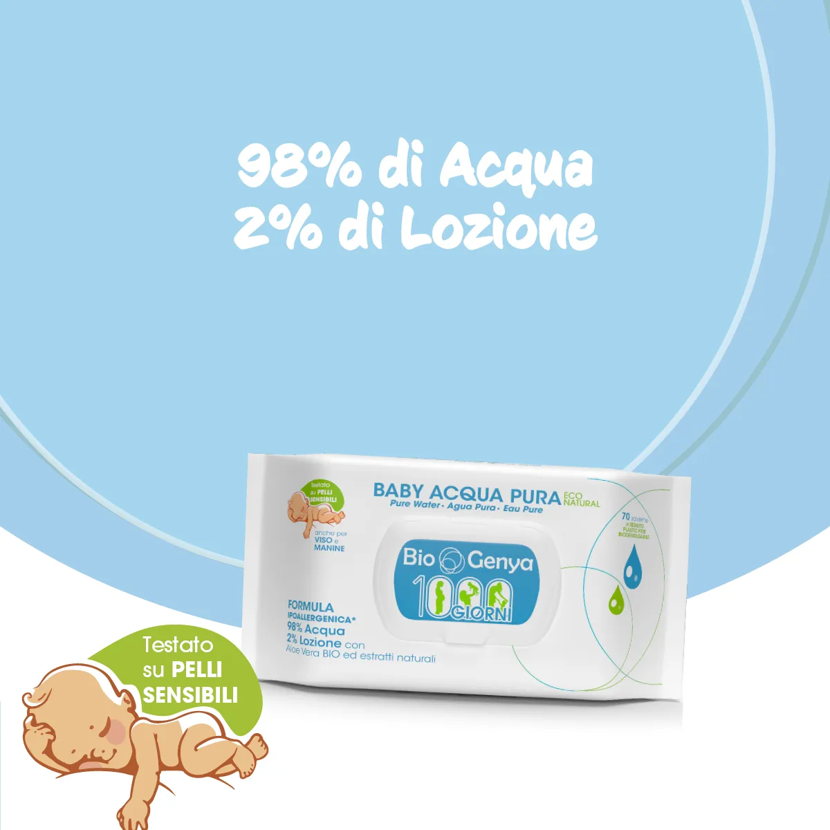 Biogenya Eco Natural Baby Acqua Millegiorni 70 salviettine Detergenti bambini