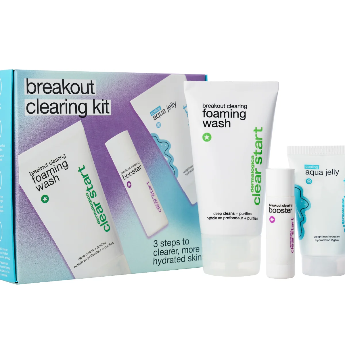 Dermalogica Clear Start Breakout Clearing Kit 1 Detergente + 1 Booster + 1 Crema Idratante Pelli miste e grasse