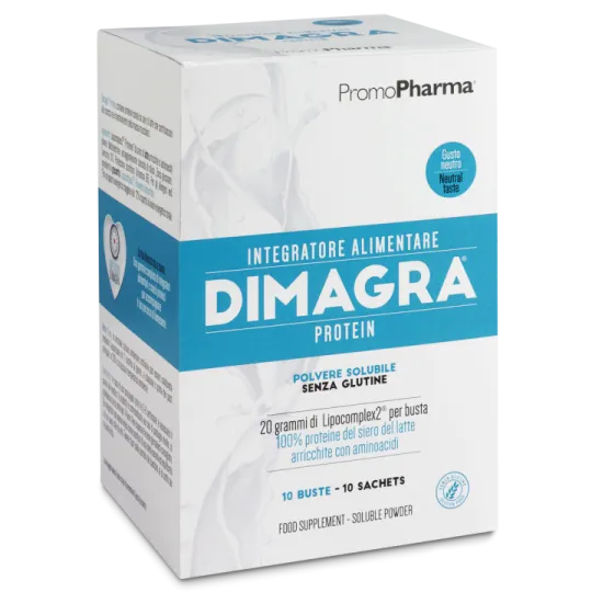PromoPharma Dimagra Protein Gusto Neutro 10 Buste Integratore Di Proteine Massa Muscolare