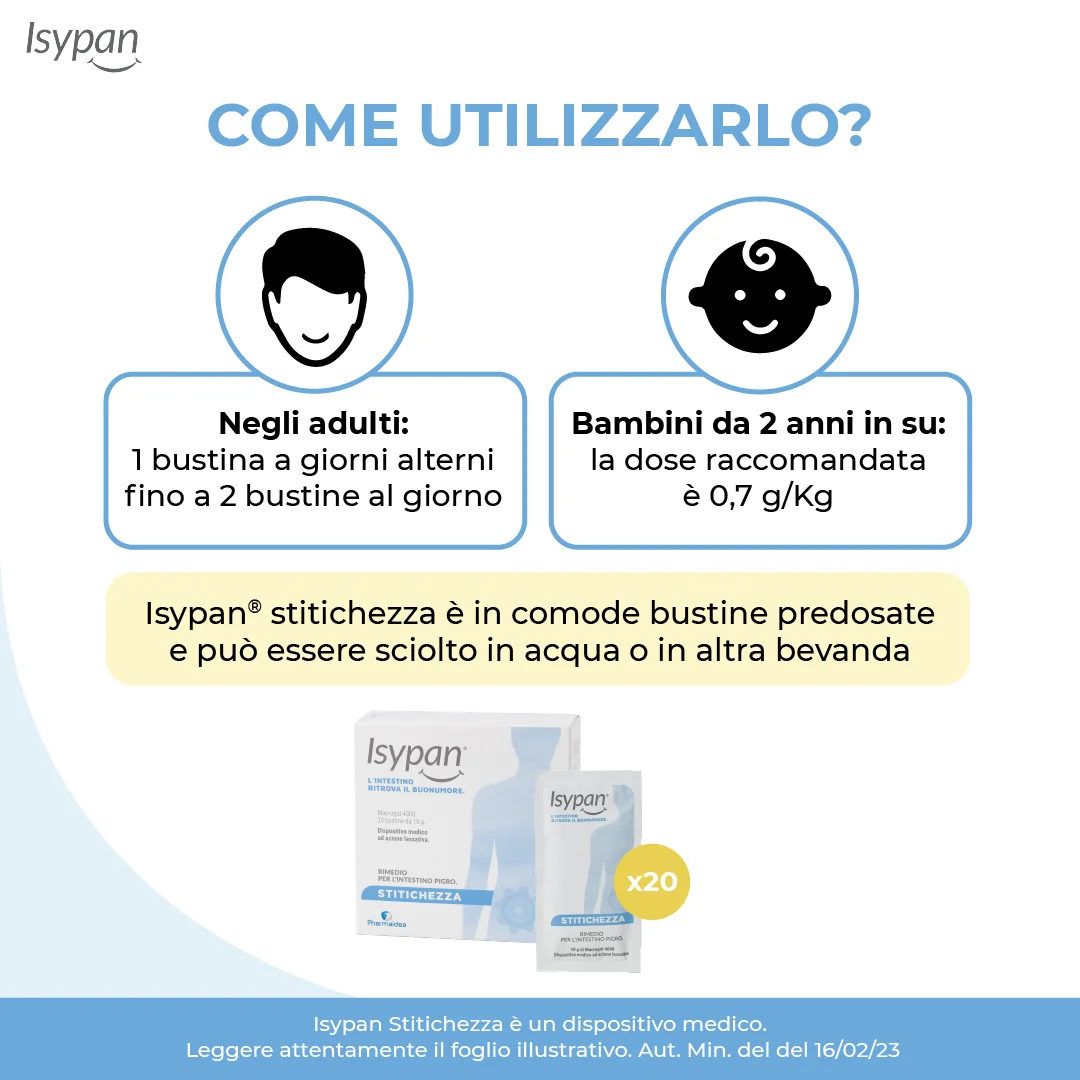 Isypan® Stitichezza Macrogol 4000 20 Bustine Integratore per la Stitichezza