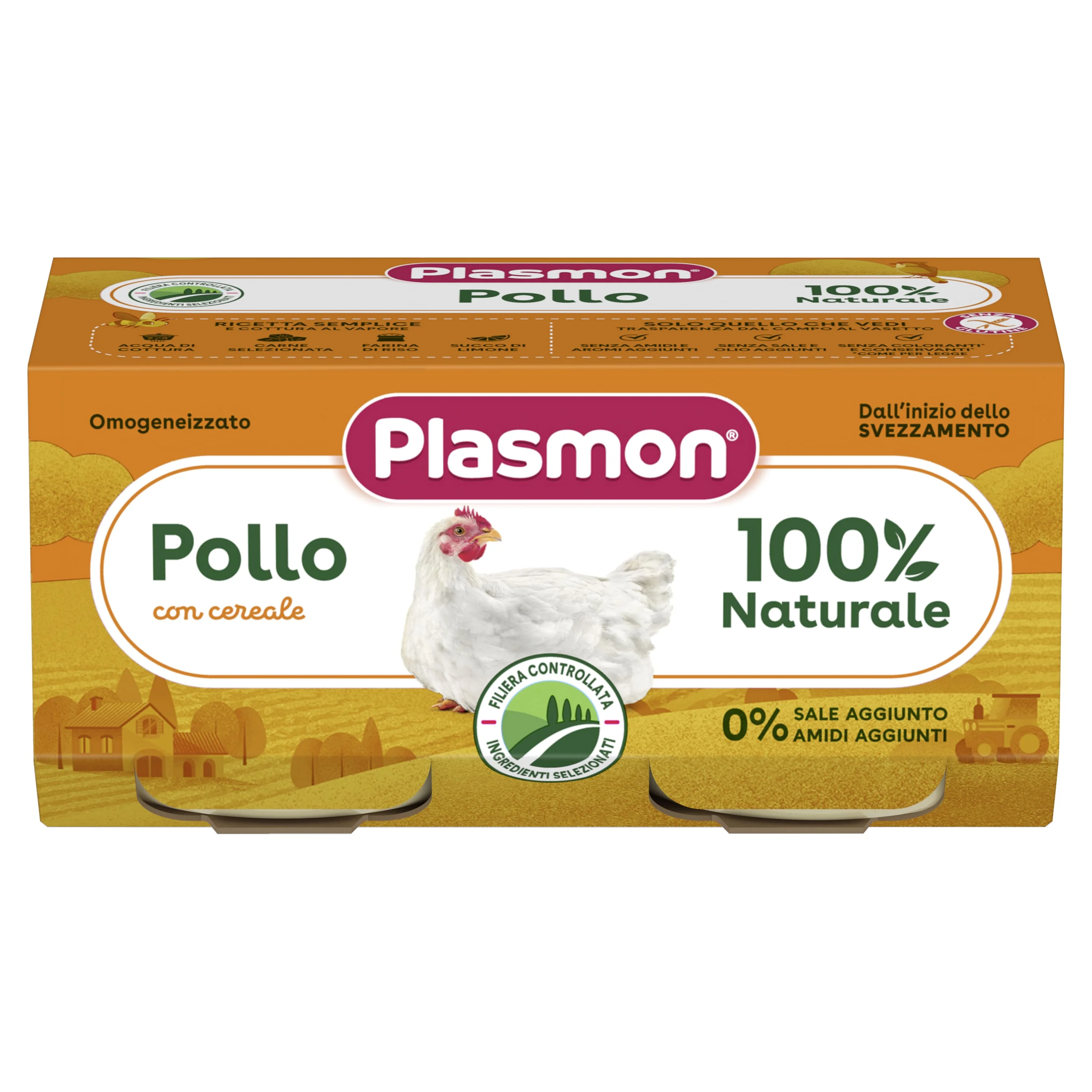 Plasmon Omogeneizzato Pollo 2 Vasetti Da 80 G Alimento per Infanzia