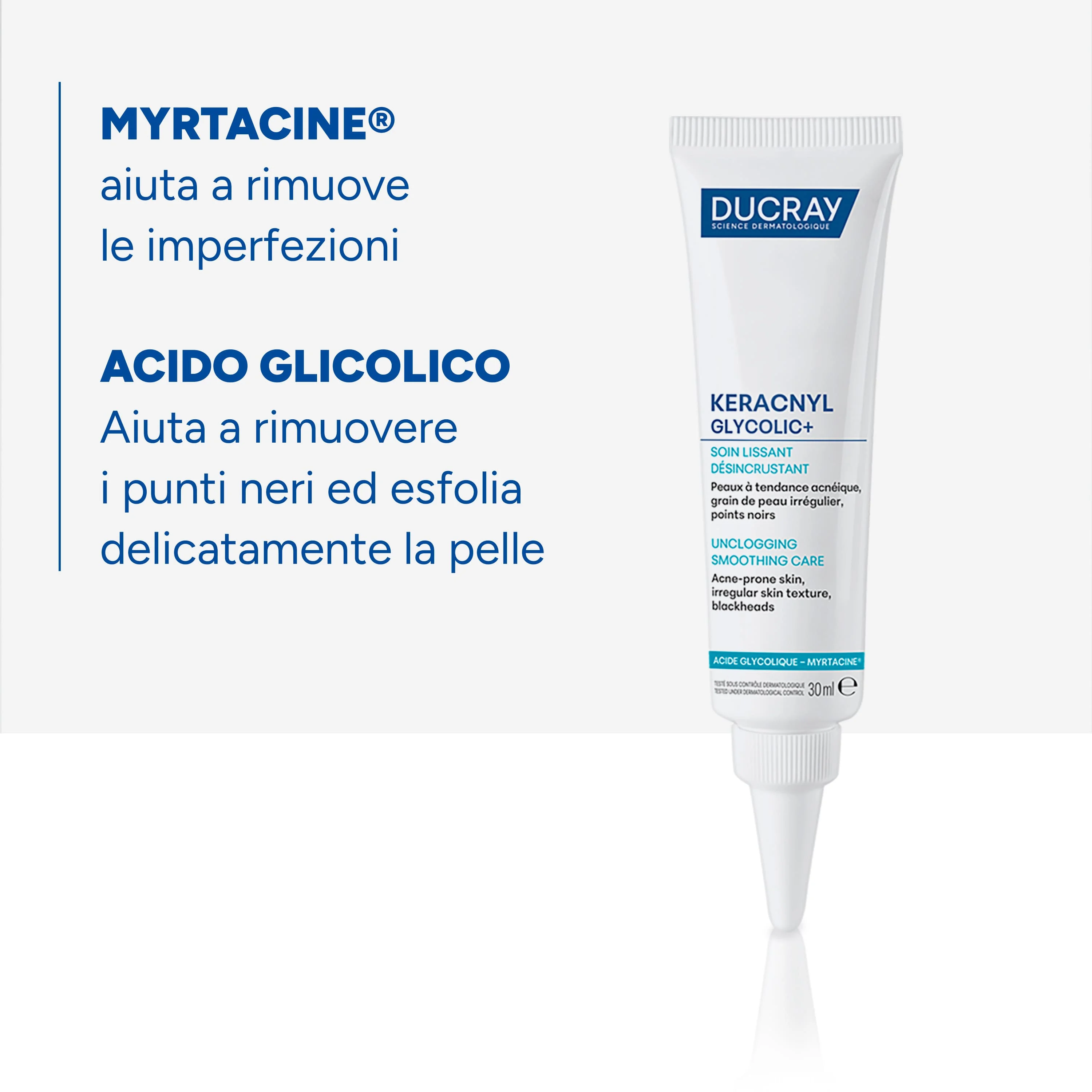 Ducray Keracnyl Glycolic+ Crema Purificante Per Pelle Grassa Con Imperfezioni 30 ml