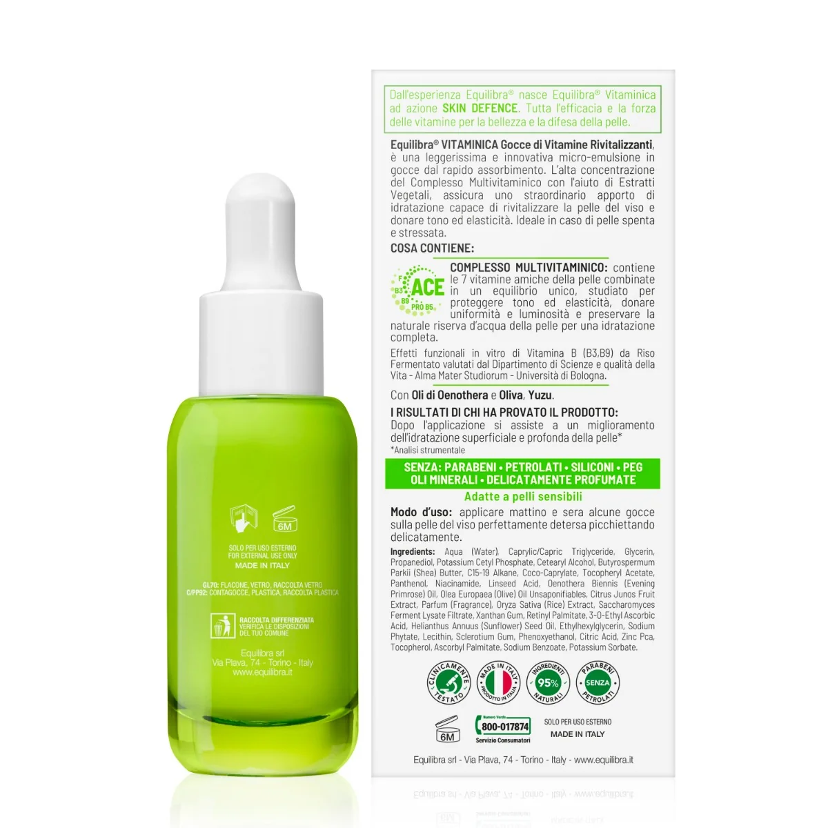 Equilibra Viso Vitaminica Gocce di Vitamine Rivitalizzanti 30 Ml Siero Viso Rinnovatore