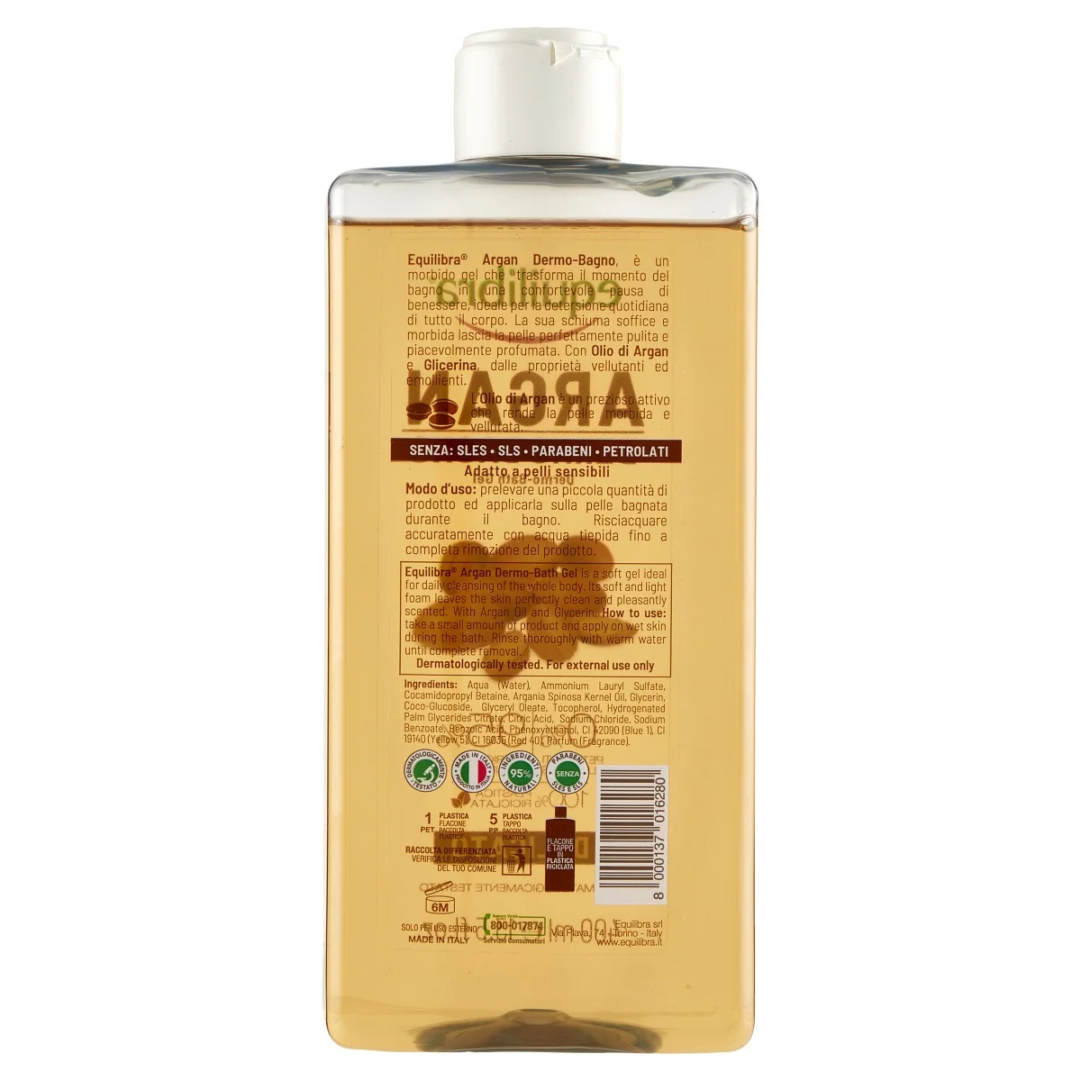 Equilibra Argan Dermo Bagno 400 Ml Igiene Quotidiana