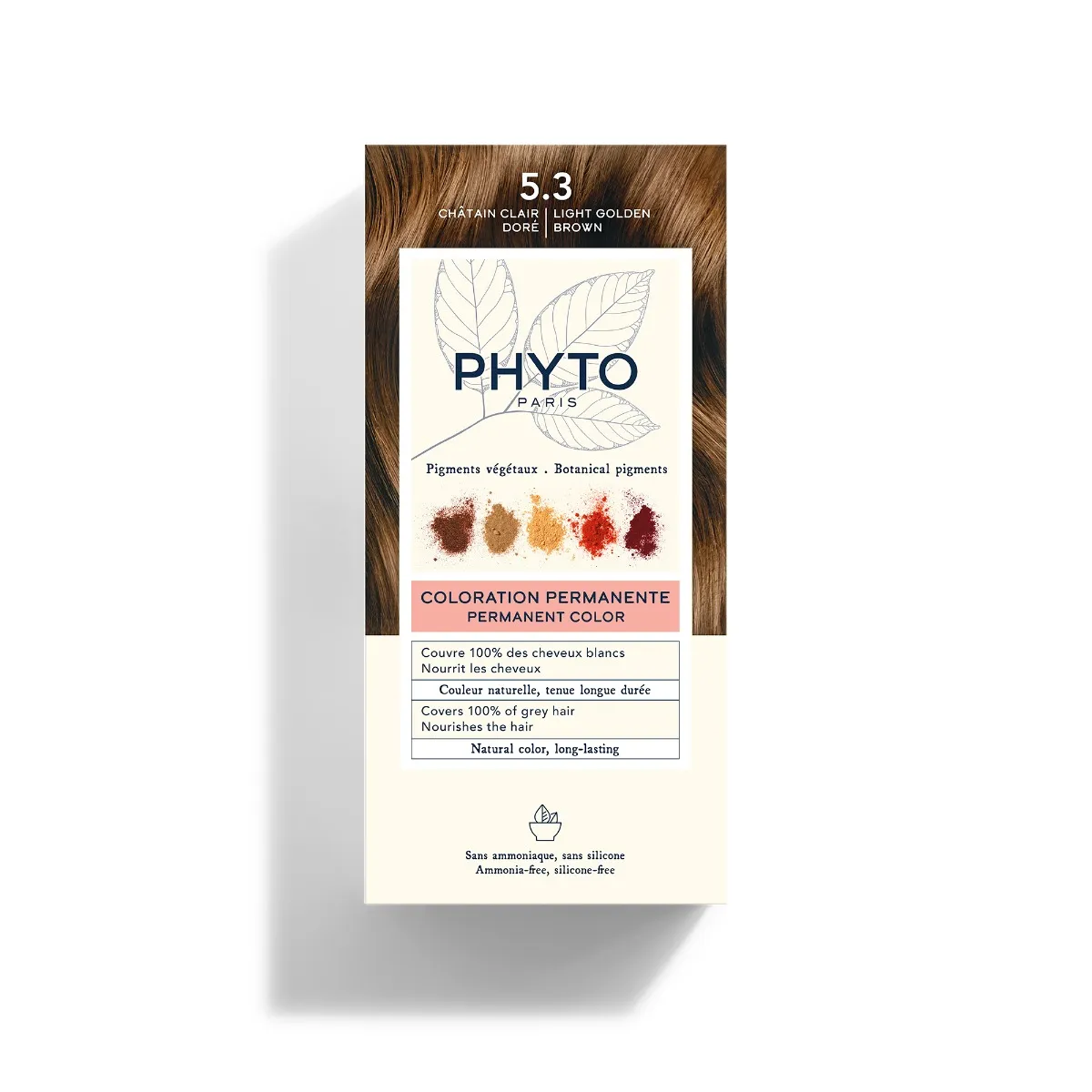 Phyto Phytocolor 5.3 Castano Chiaro Dorato Colorazione Permanente Senza Ammoniaca 100% Copertura Capelli Bianchi
