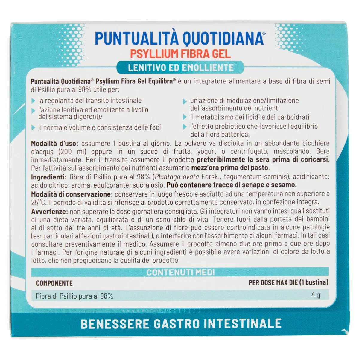 Equilibra Psyllium Fibra Gel Gusto Kiwi Prugna 20 Bustine Benessere e Regolarità del Transito Intestinale