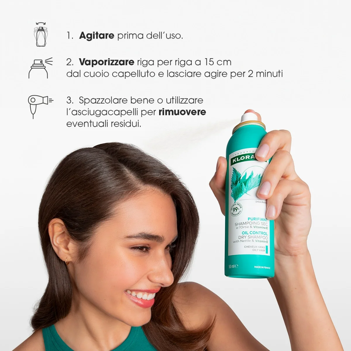 Klorane Shampoo Secco all'Ortica & Vitamina E 150 ml Capelli Grassi
