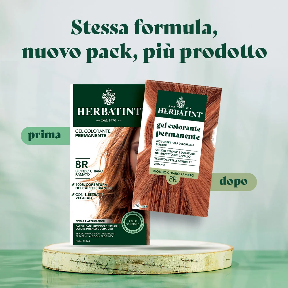 Herbatint Gel Colorante Permanente 8R Biondo Chiaro Ramato 170 Ml Colore Intenso e Duraturo