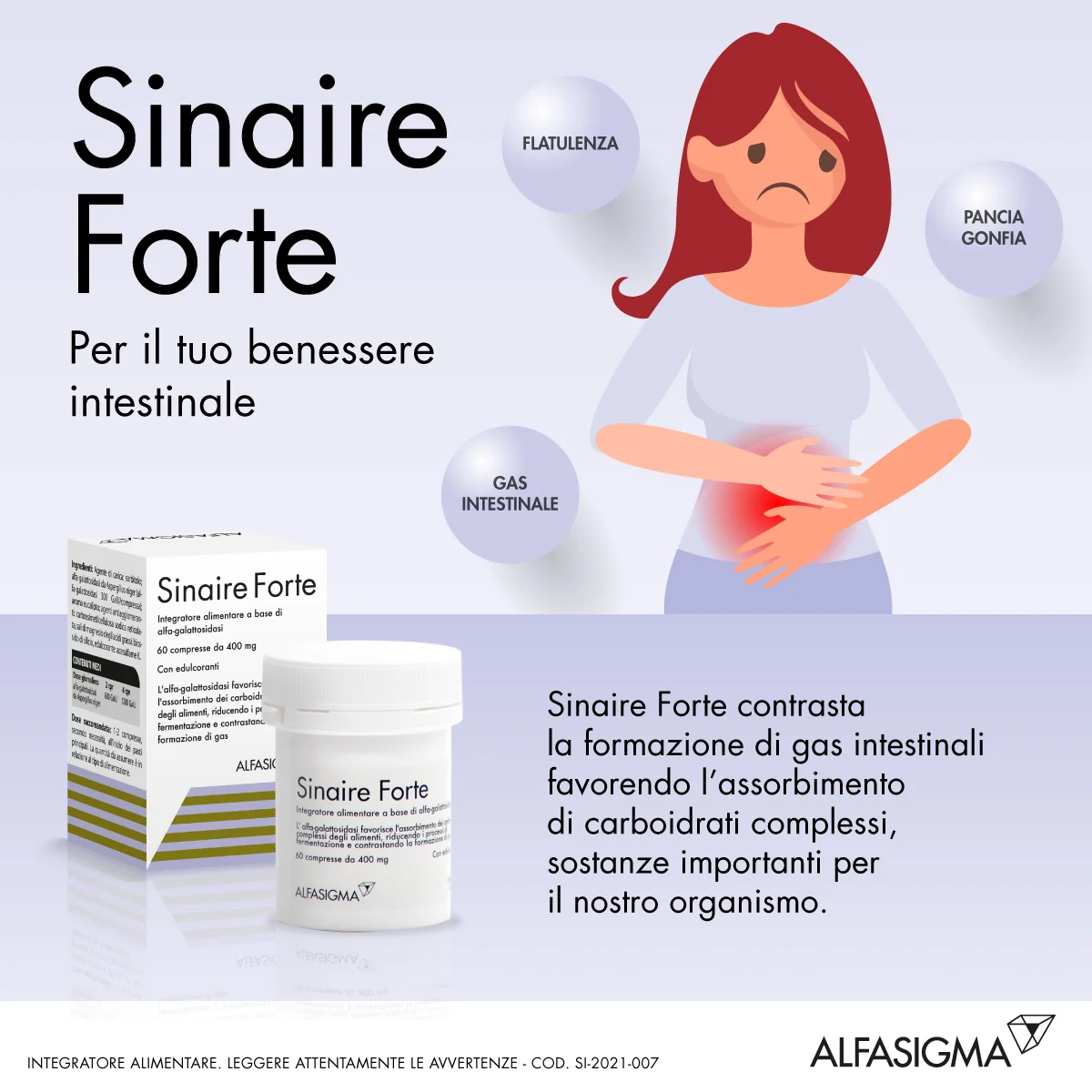 Sinaire Forte 60 Compresse Contro i Gas Intestinali