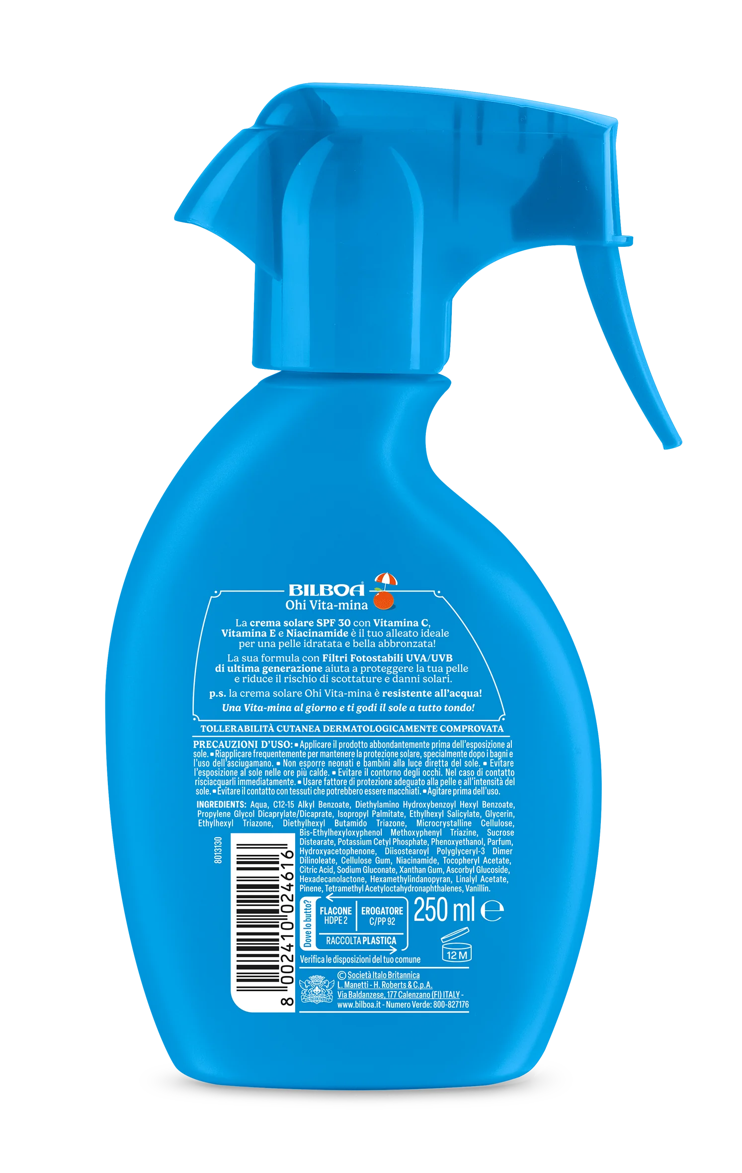 Bilboa Burrocacao Trigger Spf30 250 Ml
