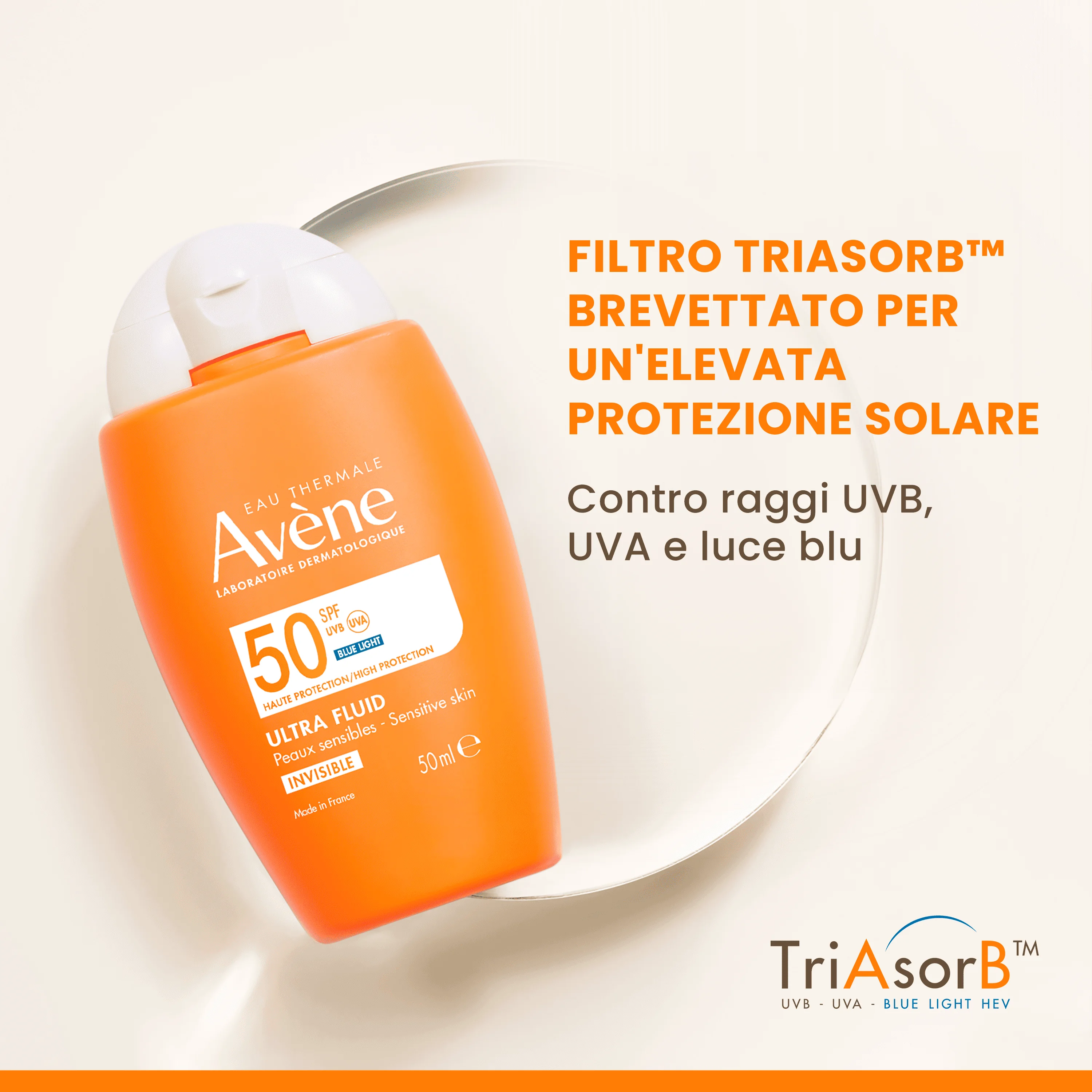 Eau Thermale Avène Ultra Fluid Invisibile Alta Protezione SPF50 50 ml Pelle Sensibile