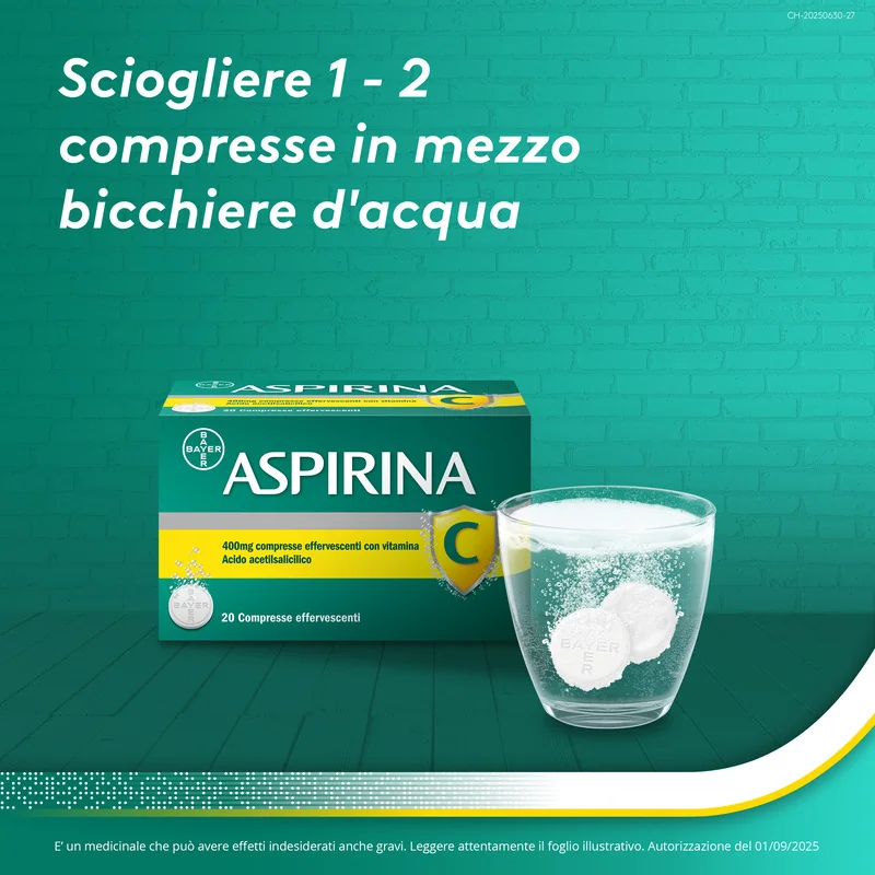 Aspirina C 20 Compresse Effervescenti Raffreddore Febbre e Influenza