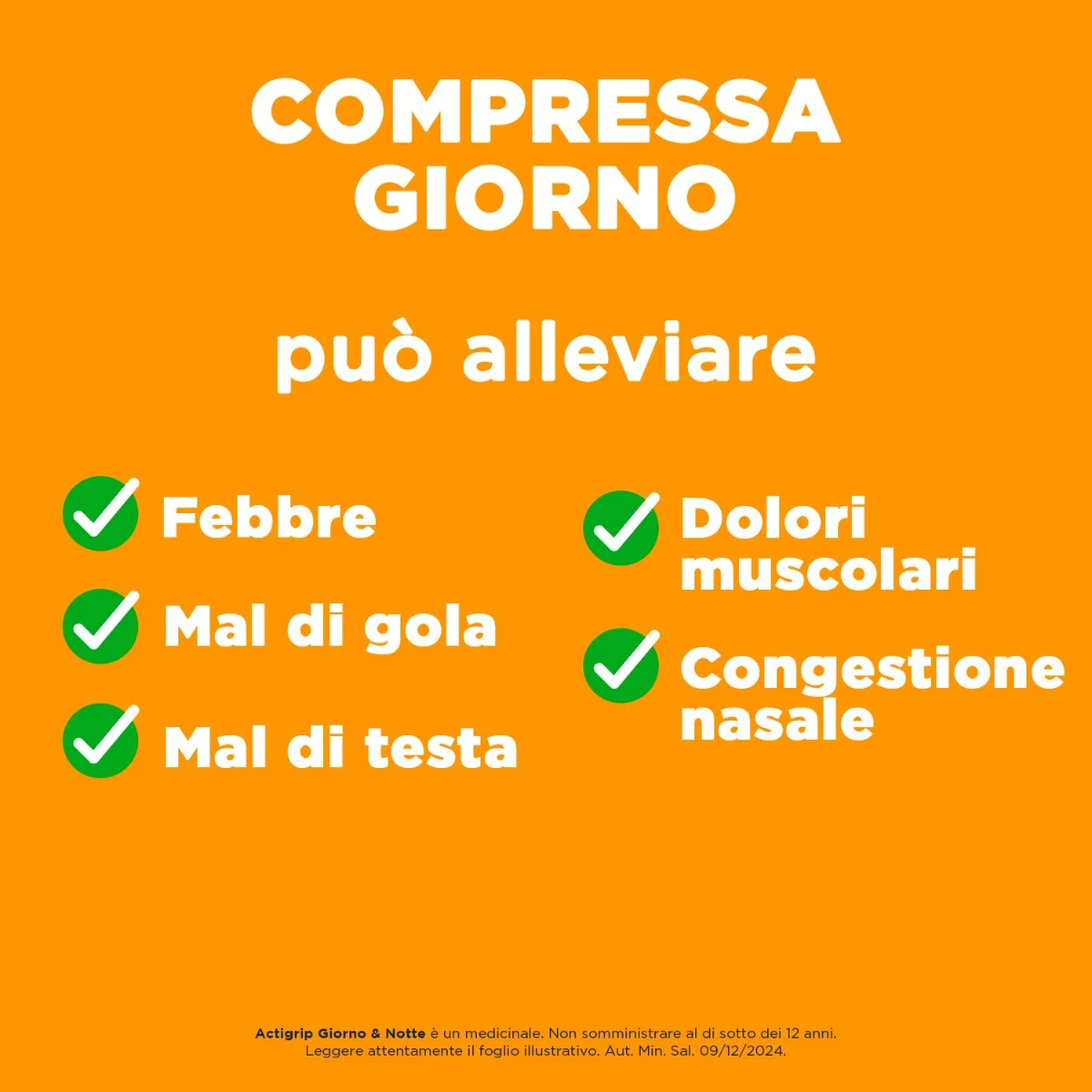 Actigrip Giorno E Notte 12+4 Compresse Raffreddore e Influenza