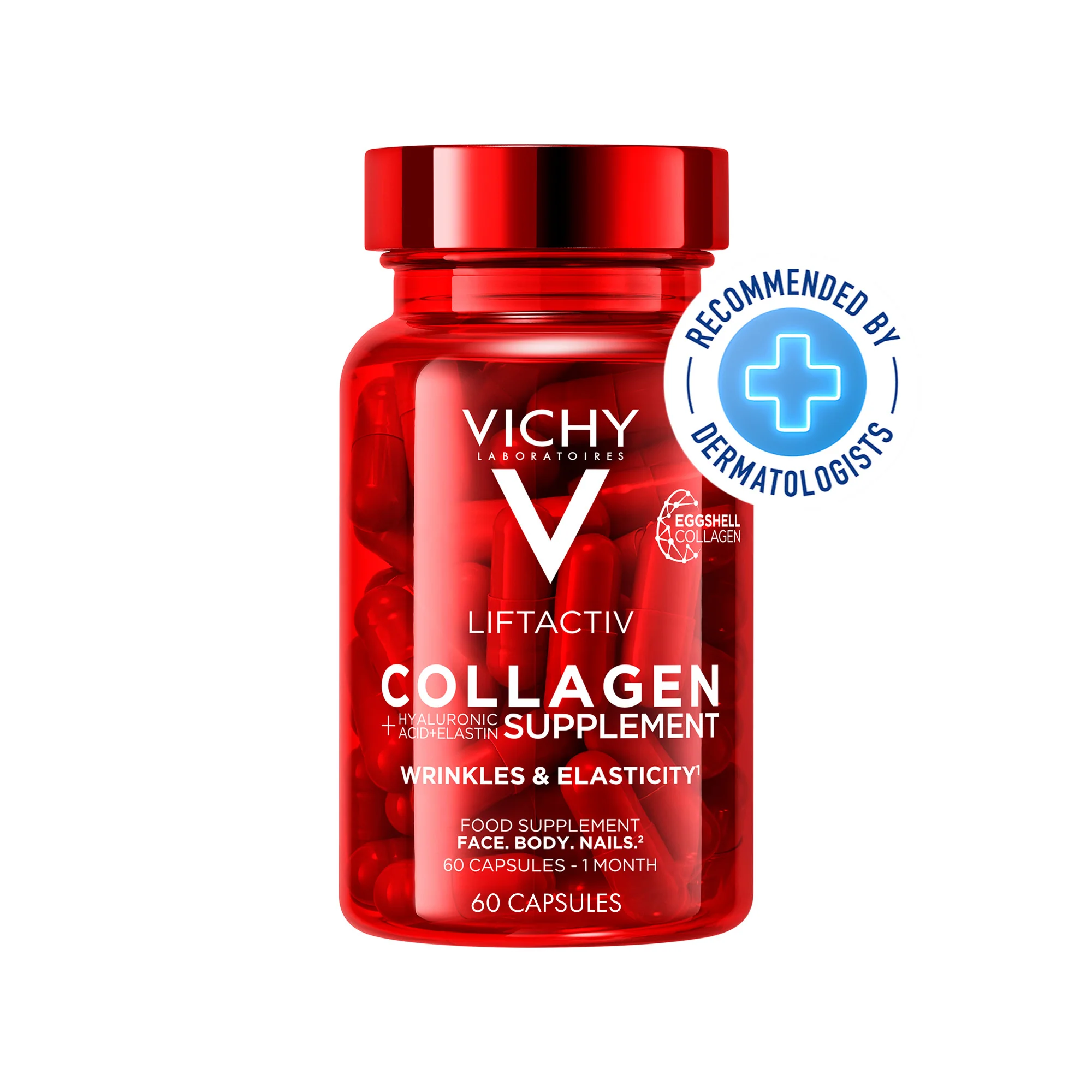 Vichy Liftactiv Collagene Rughe Ed Elasticita' 60 Capsule Integratore per Pelle, Capelli e Unghie