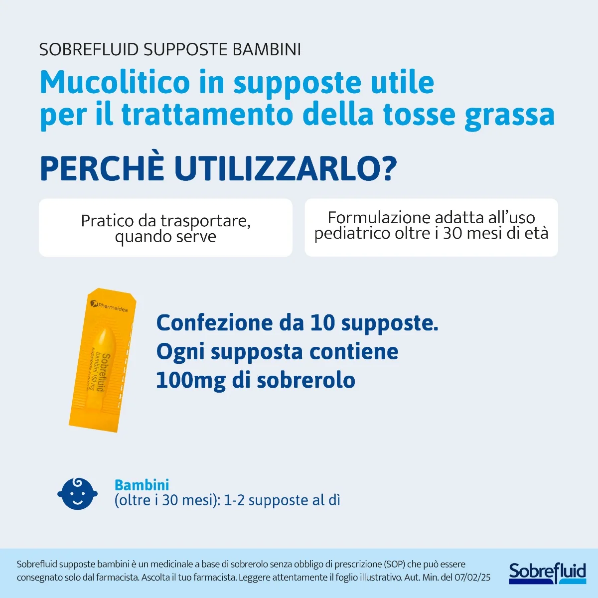 Sobrefluid Supposte Bambini 10 Supposte 100 Mg Mucolitico