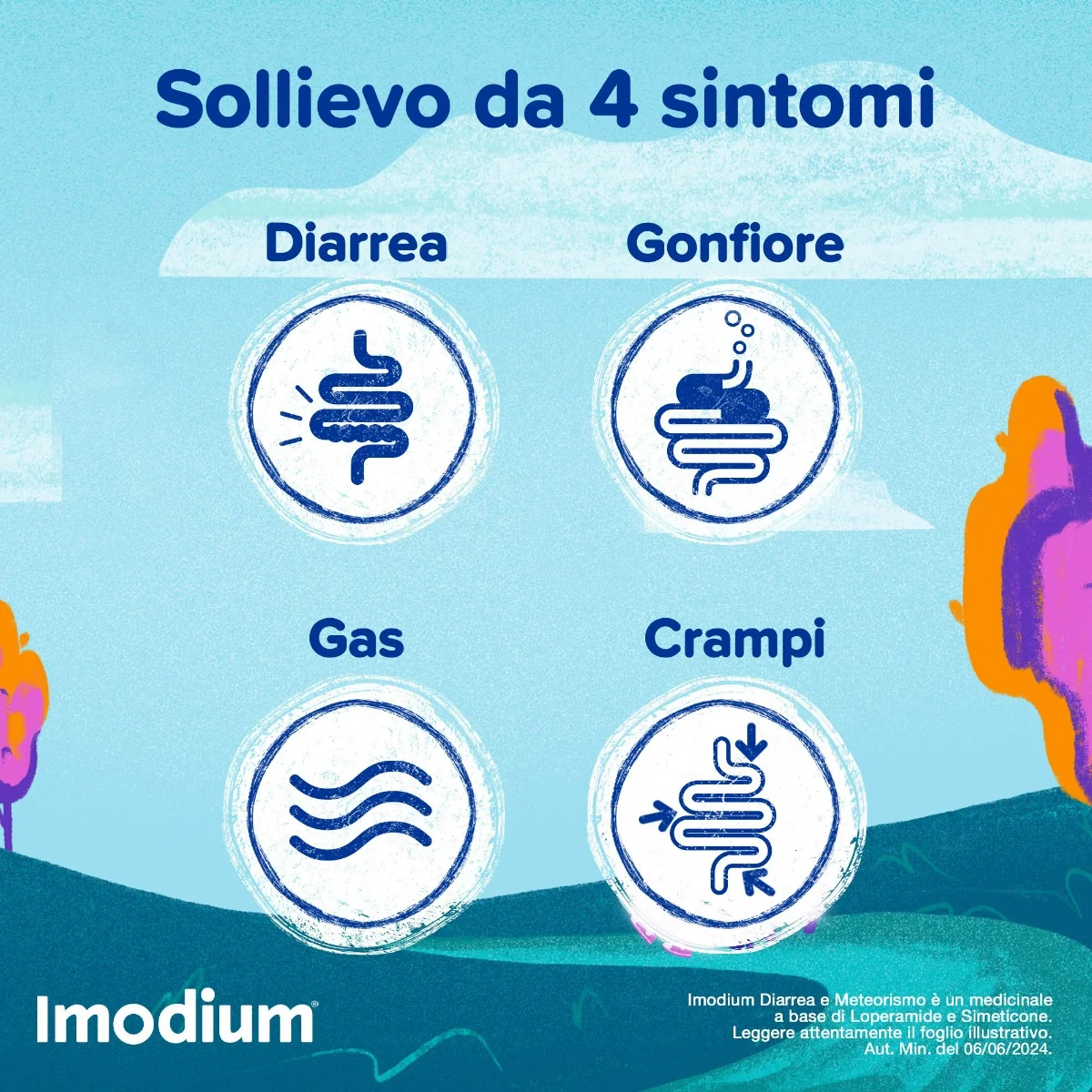 Imodium Diarrea E Meteorismo 12 Compresse Per Intestino