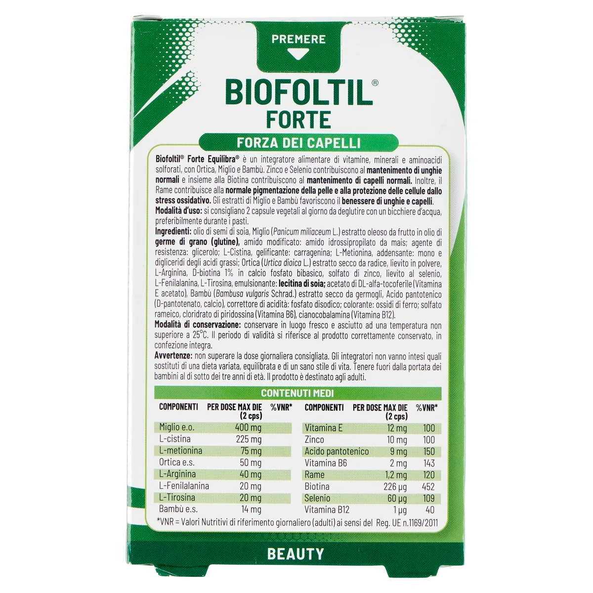 Equilibra Biofoltil Forte 32 Perle Vegetali Integratore per Rinforzare i Capelli