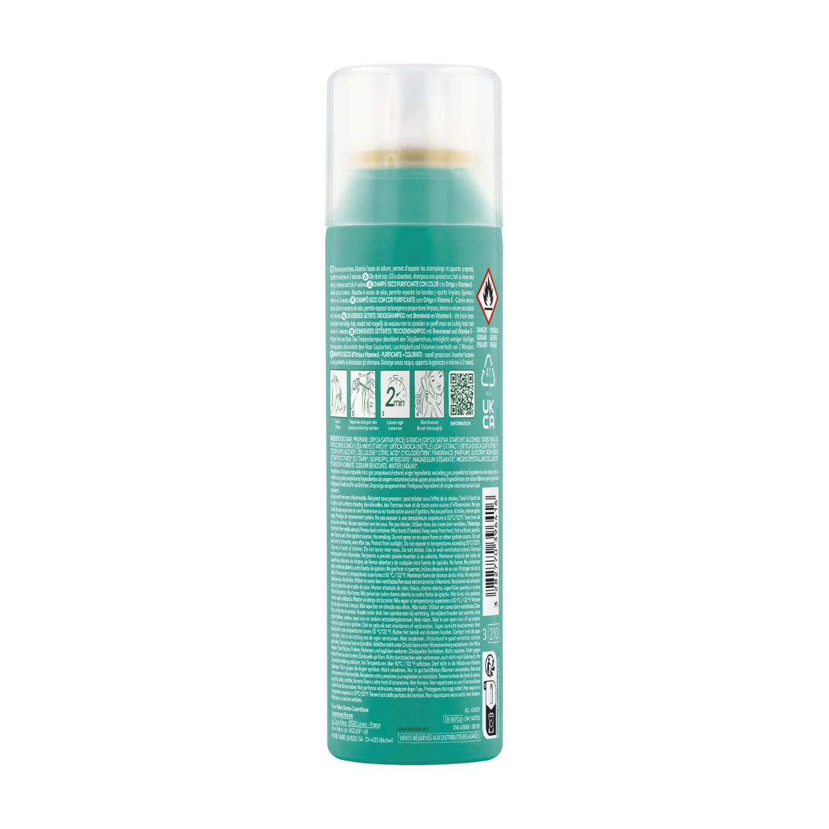 Klorane Shampoo Secco Ortica Scuro 150 ml Per capelli scuri
