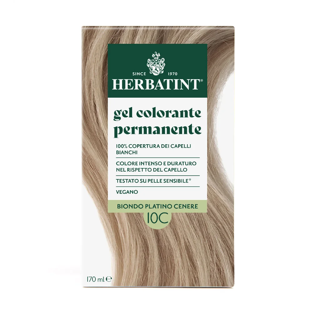 Herbatint Gel Colorante Permanente 10C Biondo Platino Cenere 170 Ml Colore Intenso e Duraturo