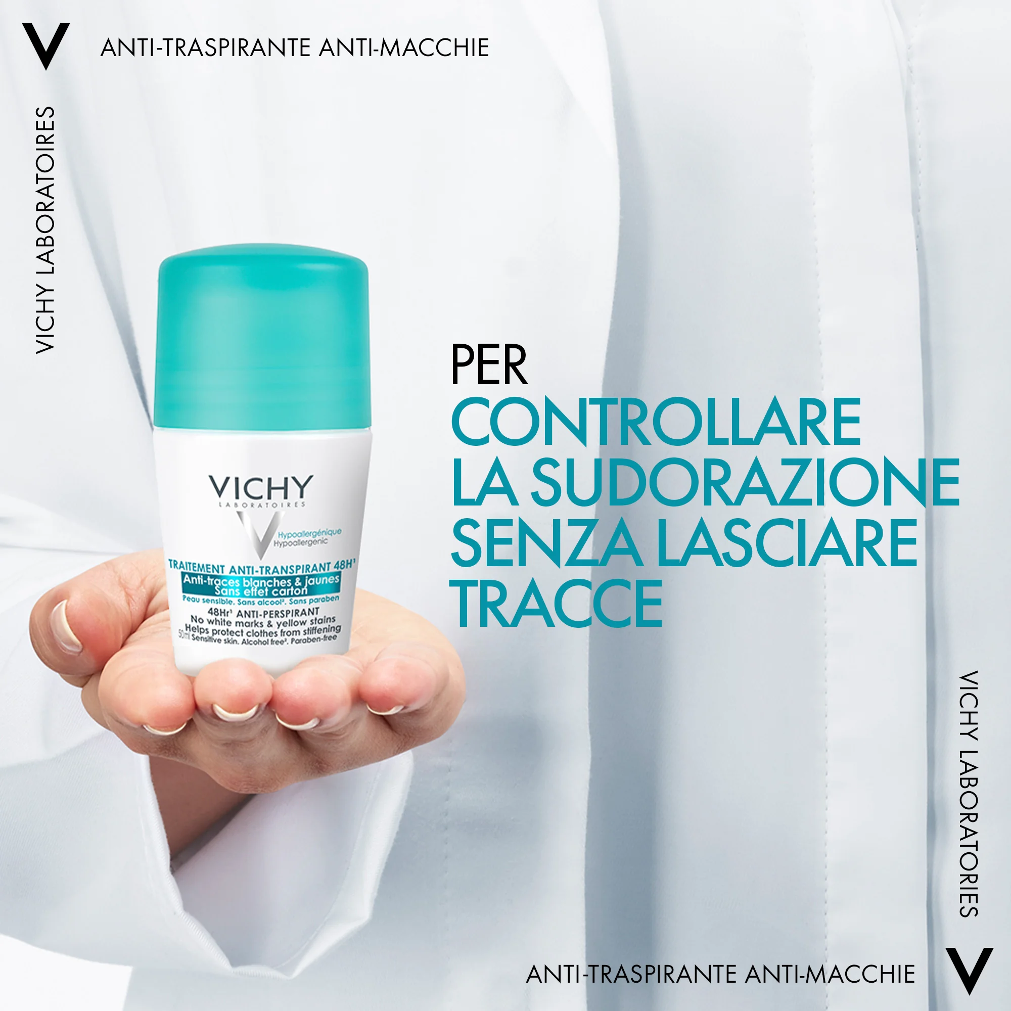Vichy Deodorante Antitraspirante Roll-On 48H, 50 Ml Tutti i tipi di pelle