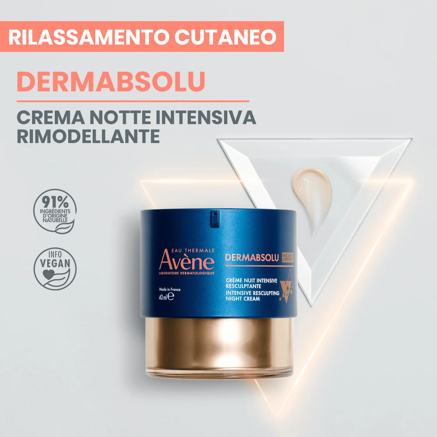 Eau Thermale Avène Dermabsolu Crema Notte Intensiva Rimodellante Anti-Età 40 ml Ridensificante e Rigenerante