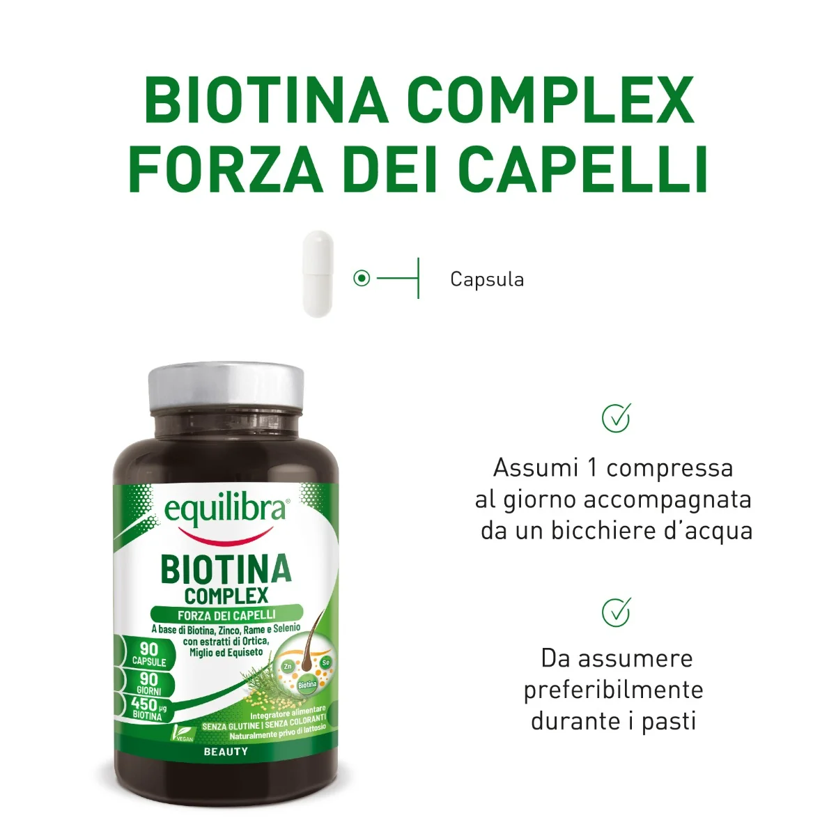 Equilibra Biotina Complex 90 Compresse Unghie, Pelle e Capelli