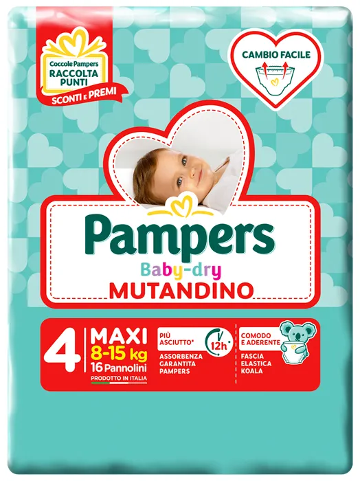 Pampers Baby Dry Mutandino Taglia 4 MAXI Small Pack 16 Pezzi