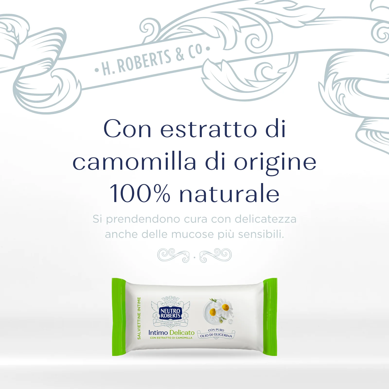 Intima Roberts Salviettine Intime Camomilla 12 Pezzi Con estratto di camomilla 100% Naturale