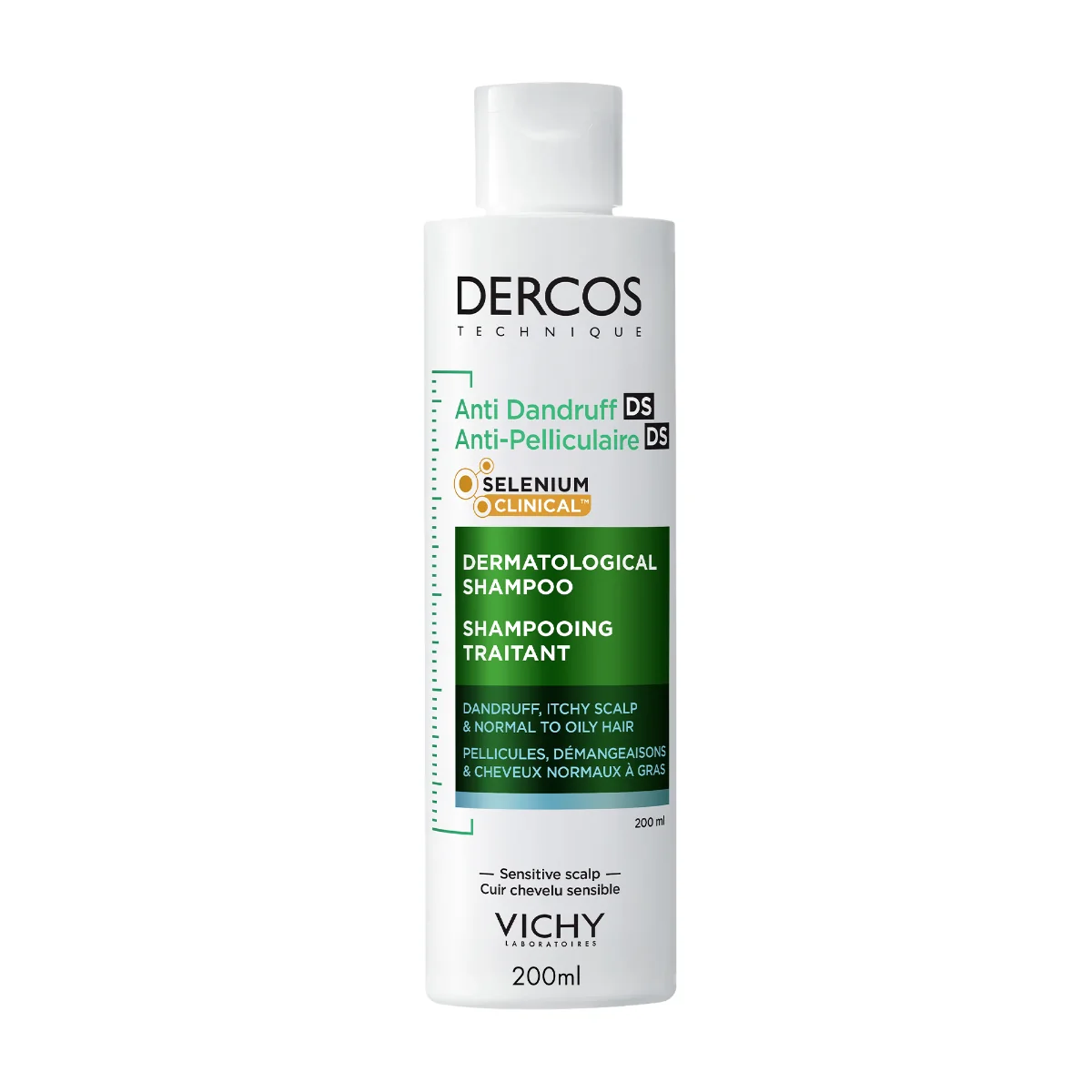 Vichy Dercos Shampoo Antiforfora 200 Ml Trattamento Ideale per Capelli Normali-Grassi
