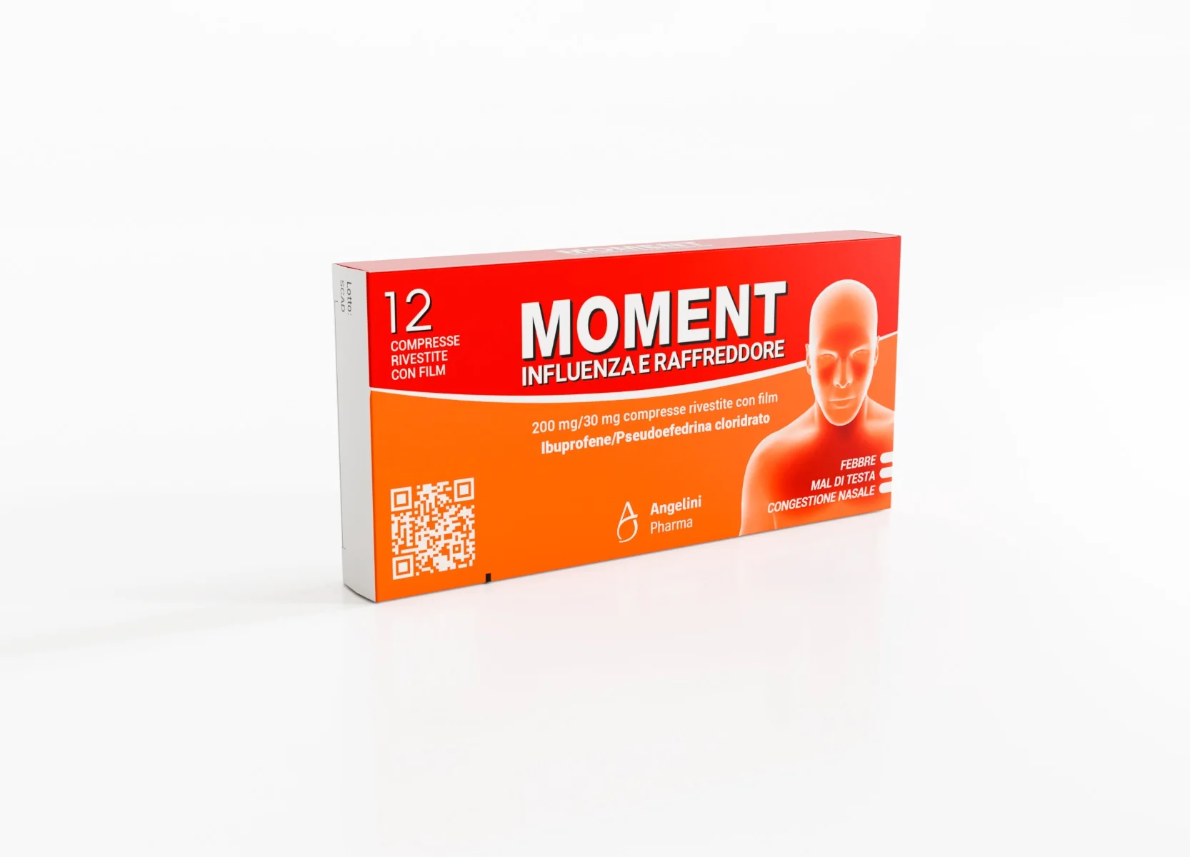 Moment Influenza e Raffreddore 200mg + 30mg 12 Compresse Ibuprofene + Pseudofedrina Cloridrato