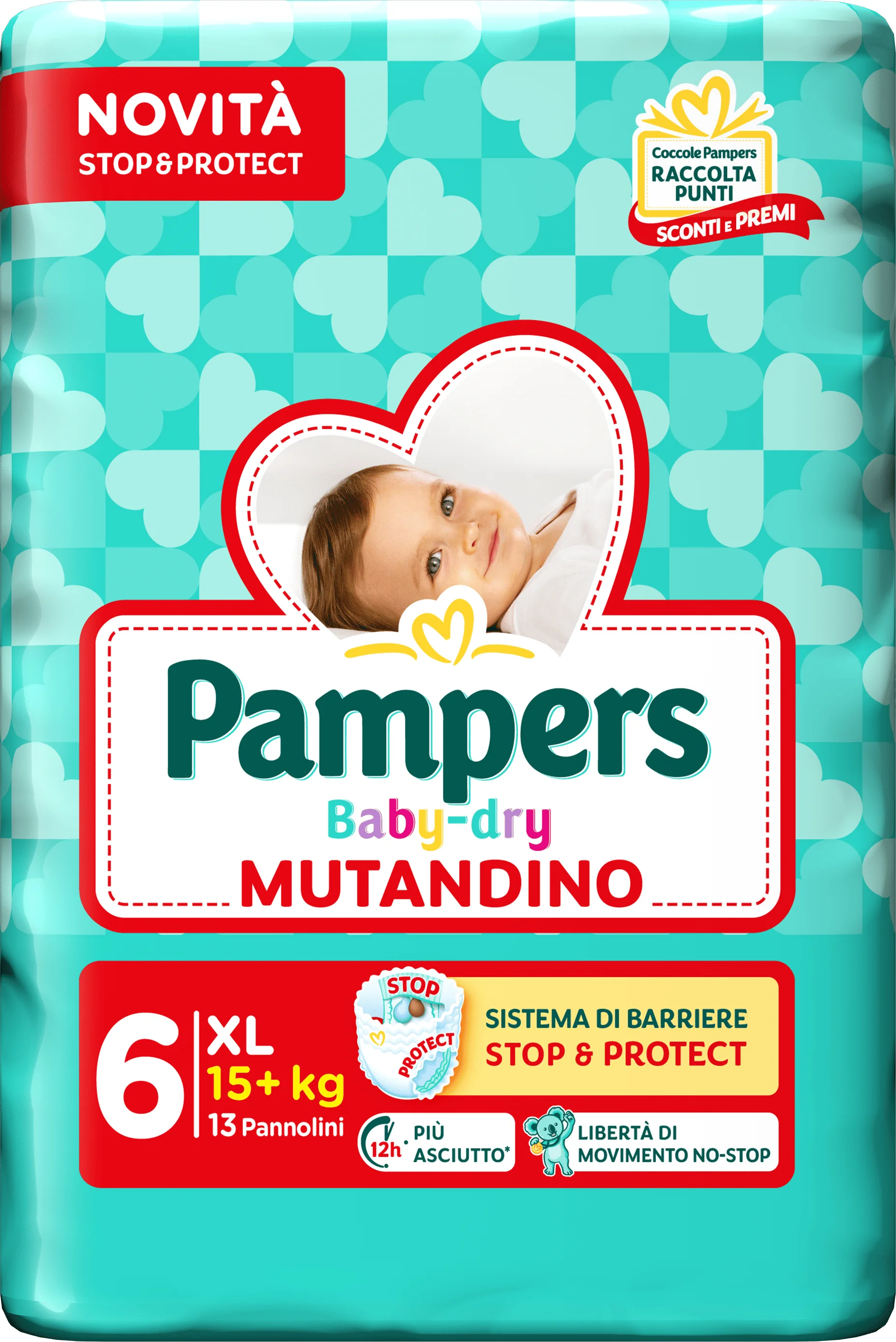 Pampers Baby Dry Pannolino Mutandina XL 15+ Kg 13 Pezzi Small Pack