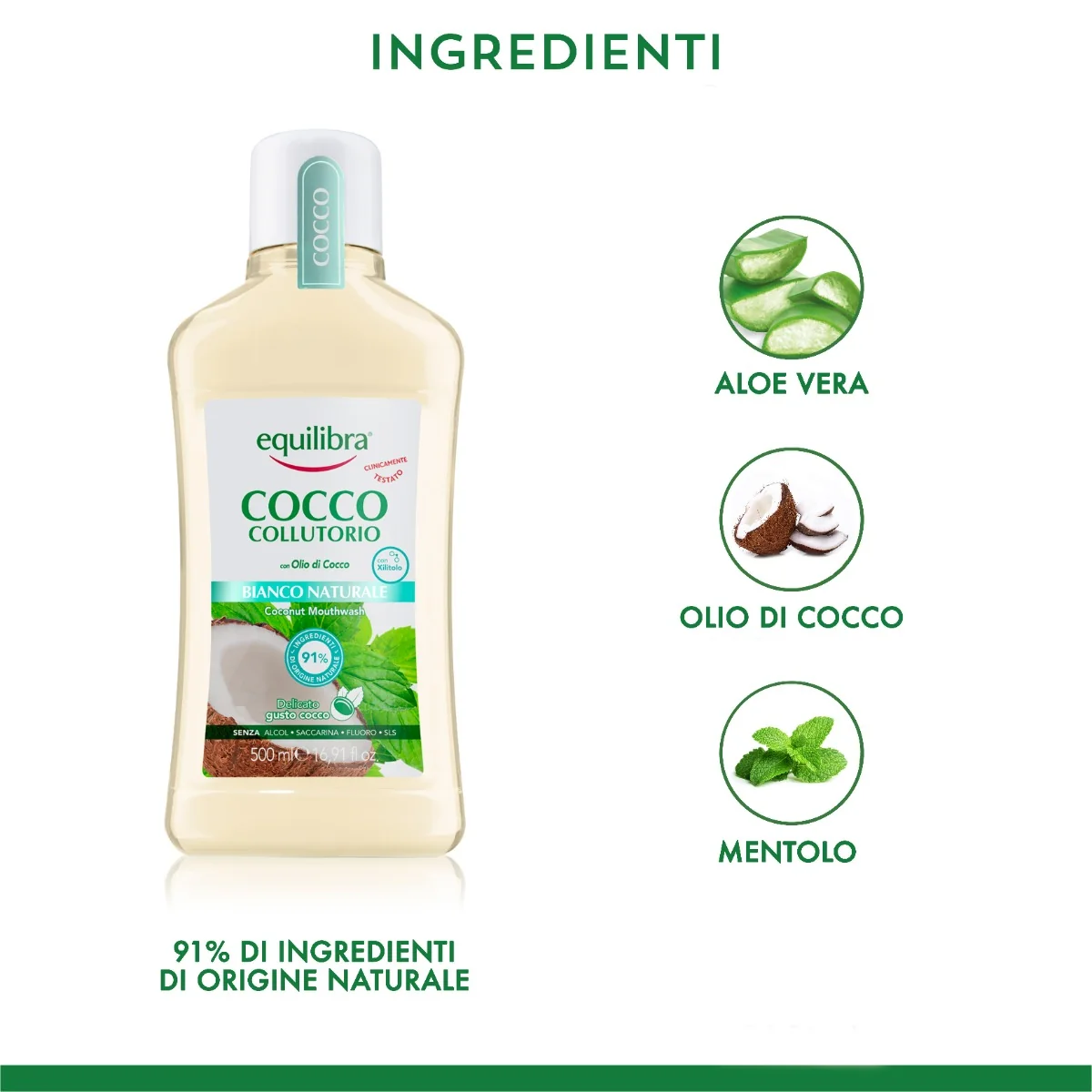 Equilibra Cocco Collutorio Bianco Naturale 500 ml Delicato