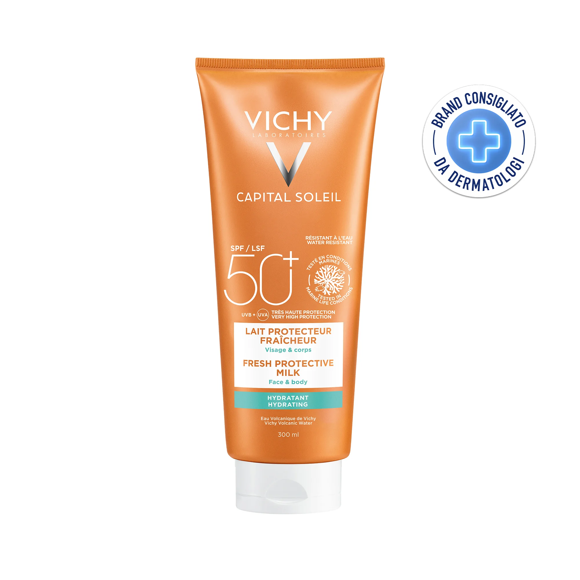 Vichy Capital Soleil SPF50+, 300 Ml Latte solare idratante fresco