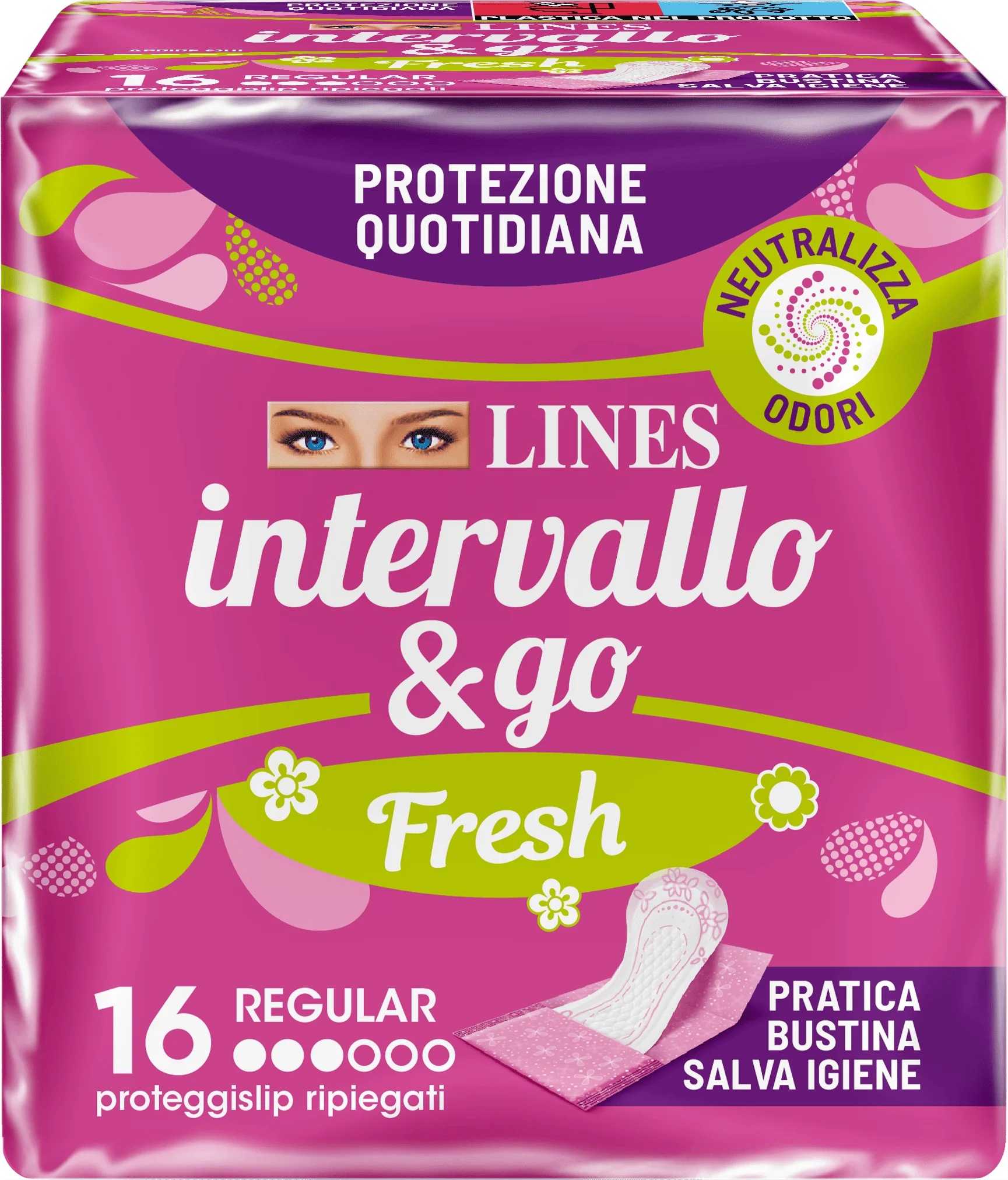Proteggislip Lines Intervallo Fresh&Go Ripiegati 16 Pezzi
