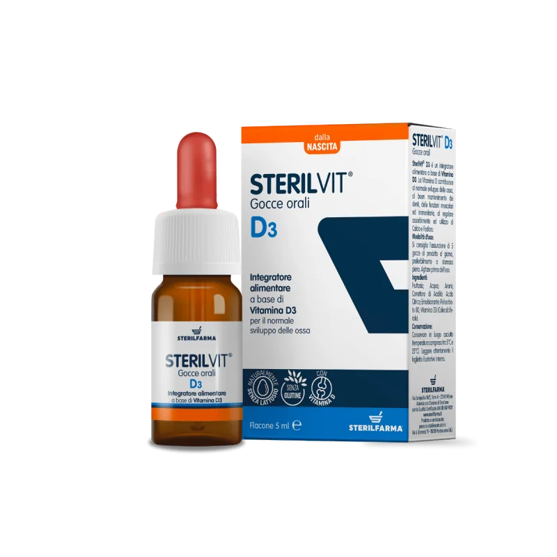 Sterilvit D3 Gocce Orali Integratore di Vitamina D 5 ml Senza Glutine