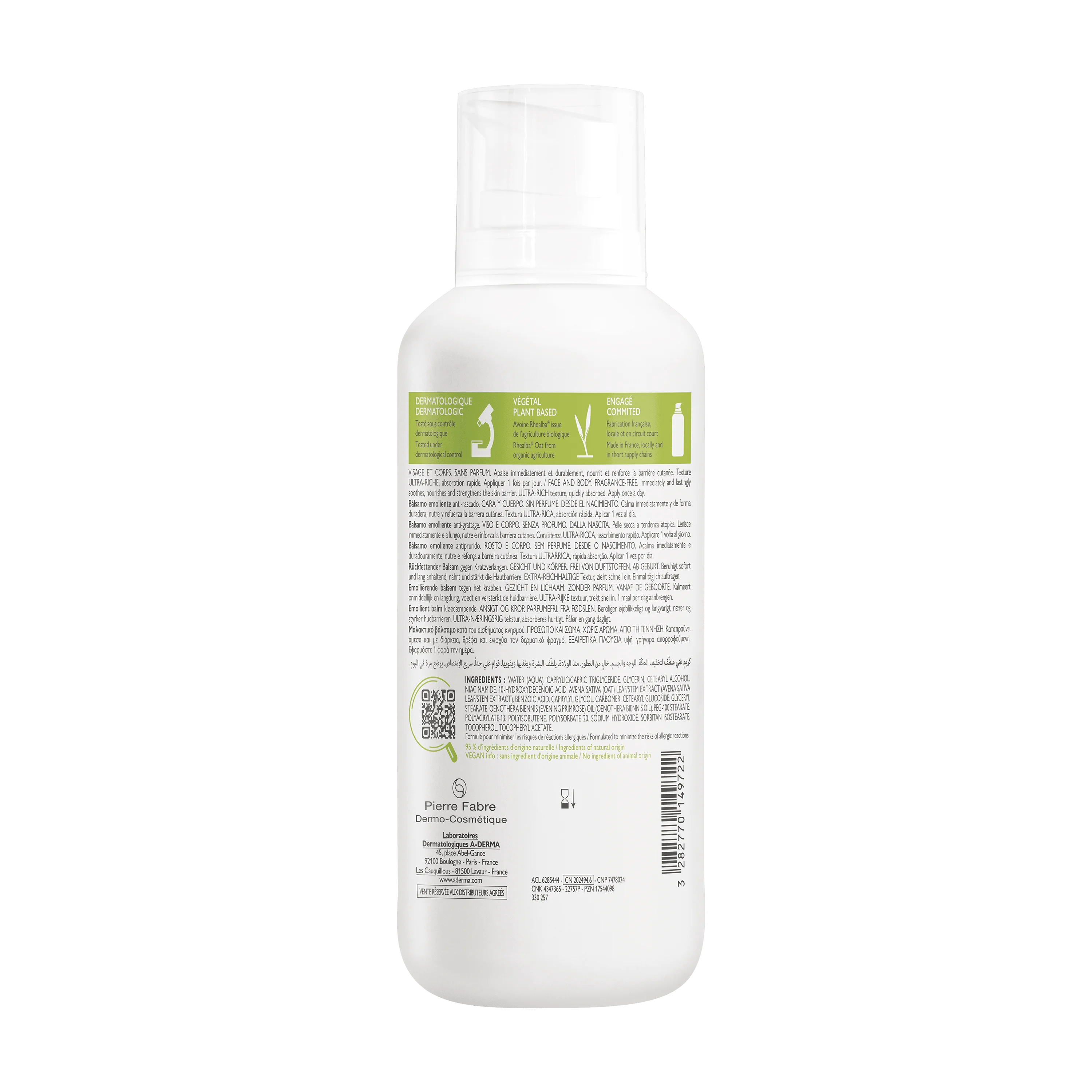 A-Derma Exomega Control Balsamo Emolliente Anti-Grattage 400 ml Pelle Secca a Tendenza Atopica