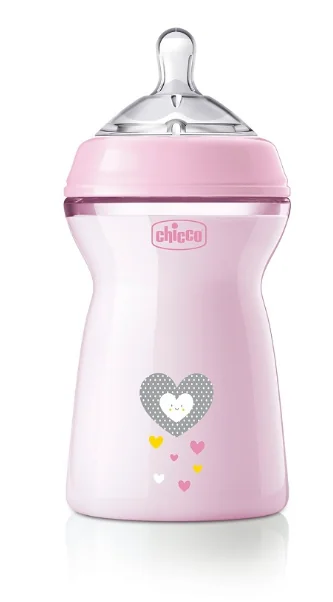 Chicco Biberon Natural Feeling Flusso Veloce Rosa 330 ml 6 Mesi+