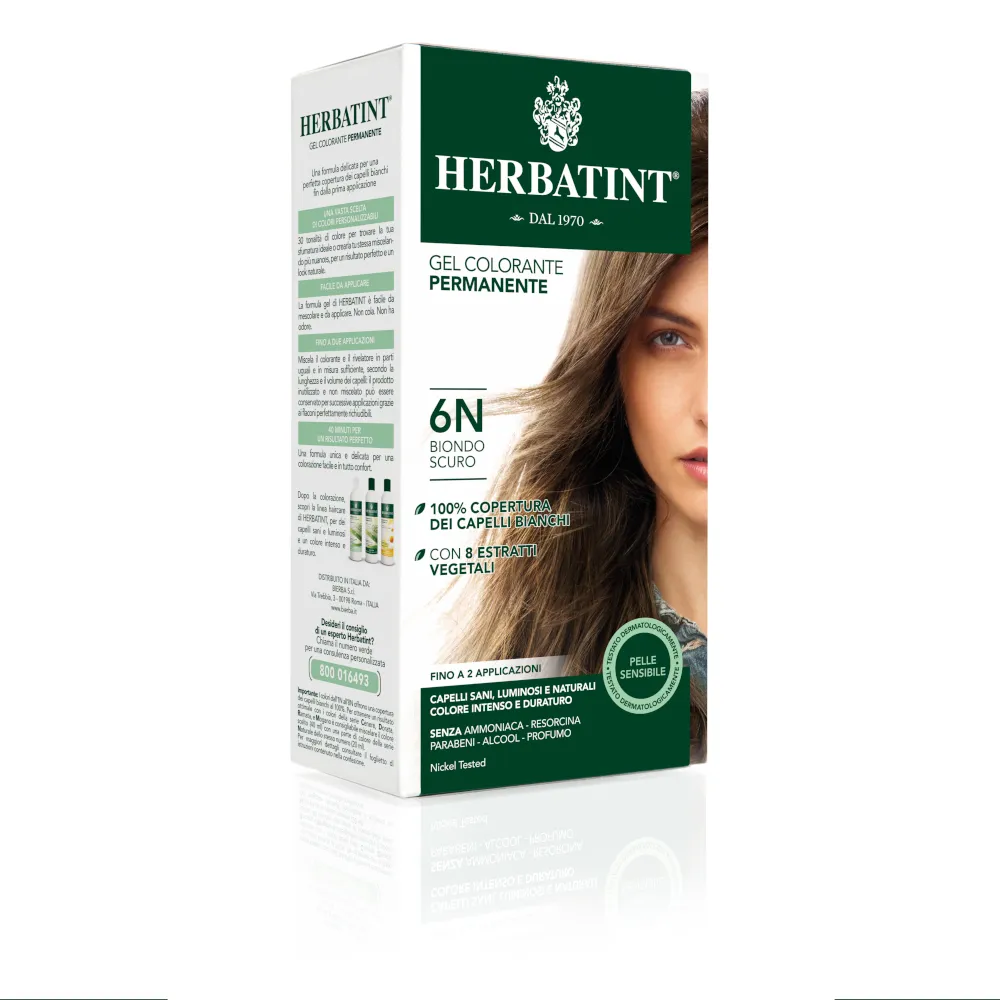 Herbatint Gel Permanente 6N Biondo Scuro 150 ml Tintura Capelli