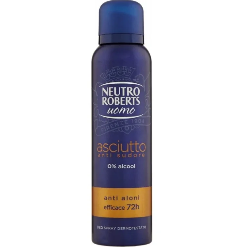 Neutro Roberts Deo Spray Uomo Essenza Marina Azzurro 150 ml Pelle Asciutta a Lungo