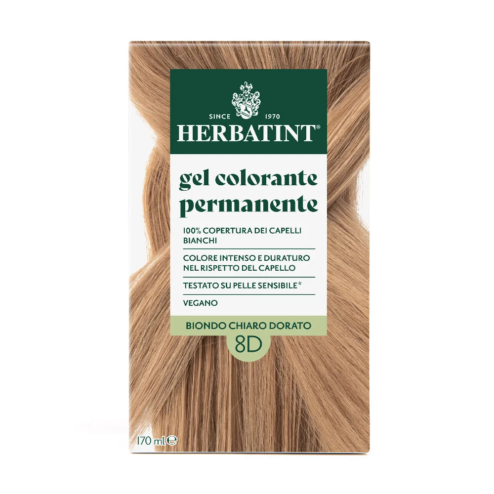Herbatint Gel Colorante Permanente 8D Biondo Chiaro Dorato 170 Ml Colore Intenso e Duraturo