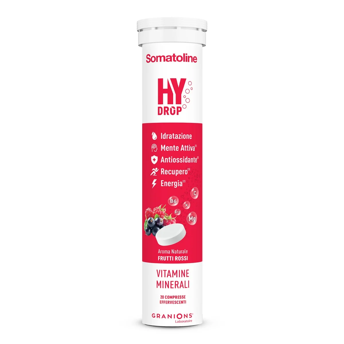 Somatoline Hydrop Frutti Rossi 20 Compresse Effervescenti Con Vitamine del Gruppo B