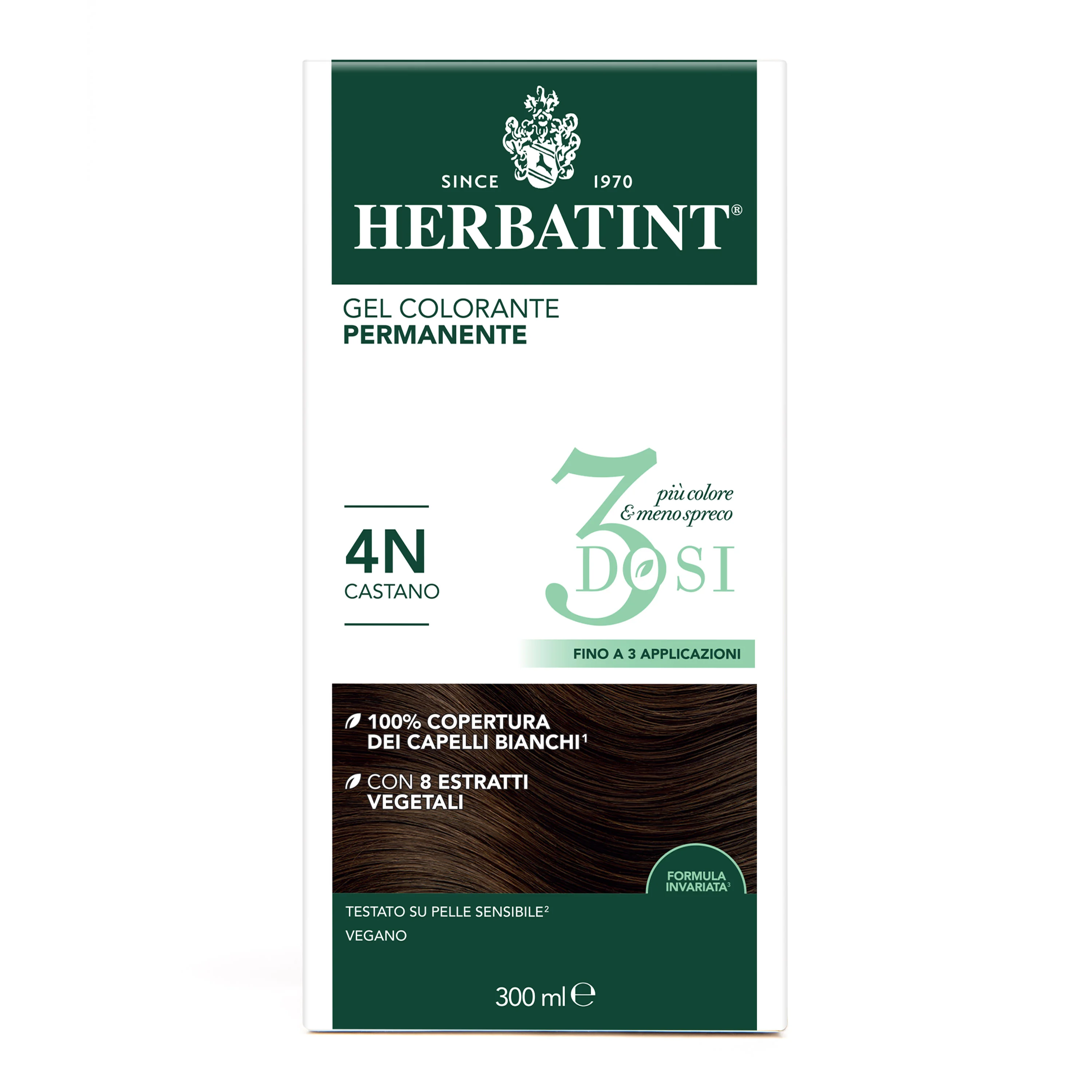 Herbatint Tintura Capelli Gel Permanente 3 Dosi 4N Castano 300 ml 