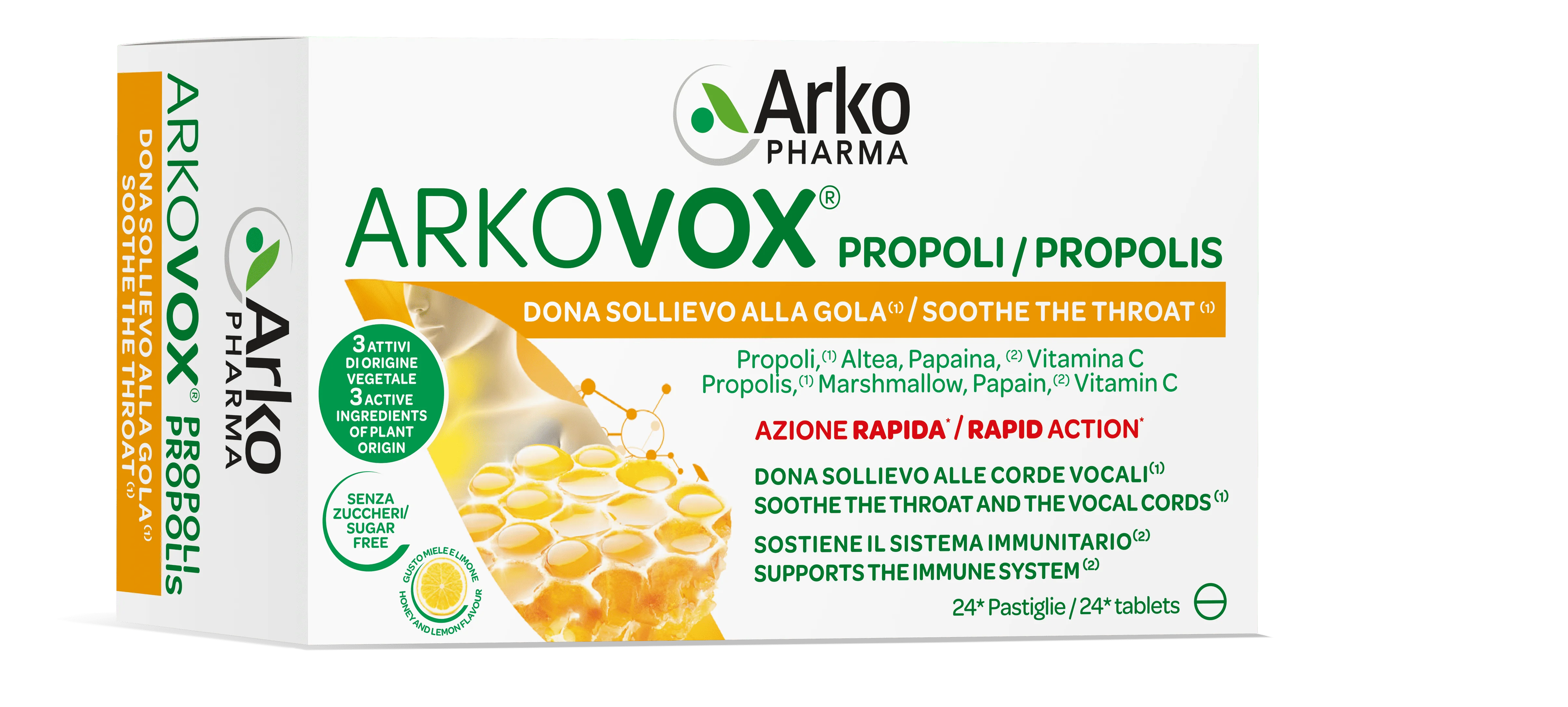 Arkopharma Arkovox Propoli Miele & Limone 24 Compresse Naso e Gola
