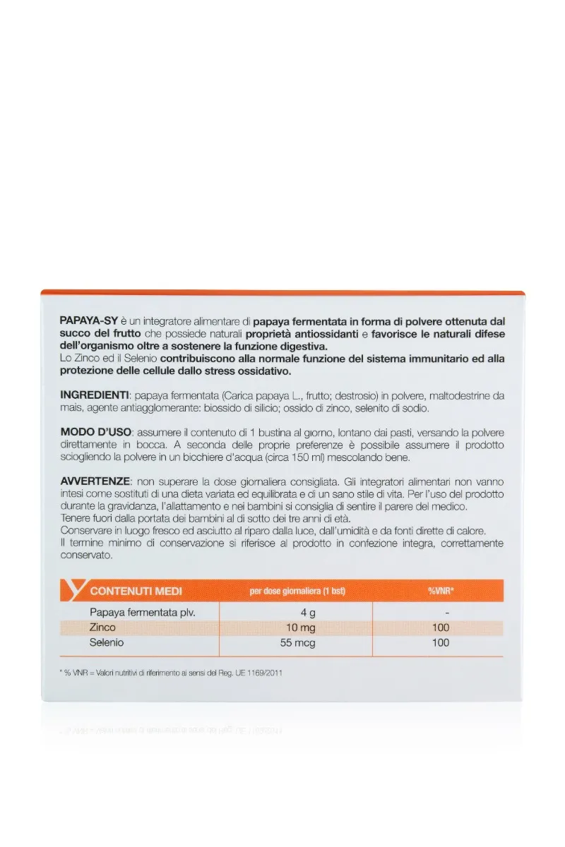 Papaya-Sy 20 Bustine 92 G Polvere Orosolubile Antiossidante