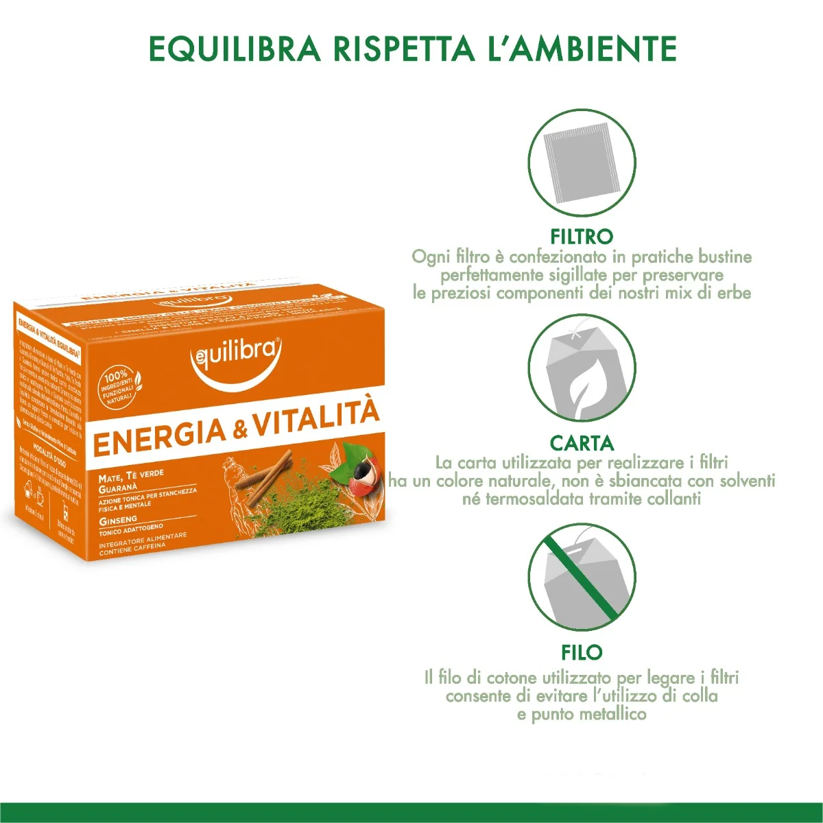 Equilibra Tisana Energia & Vitalità 15 Filtri Contro Stanchezza e Affaticamento