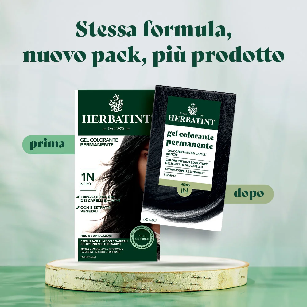 Herbatint Gel Colorante Permanente 1N Nero 170 Ml Colore Intenso e Duraturo