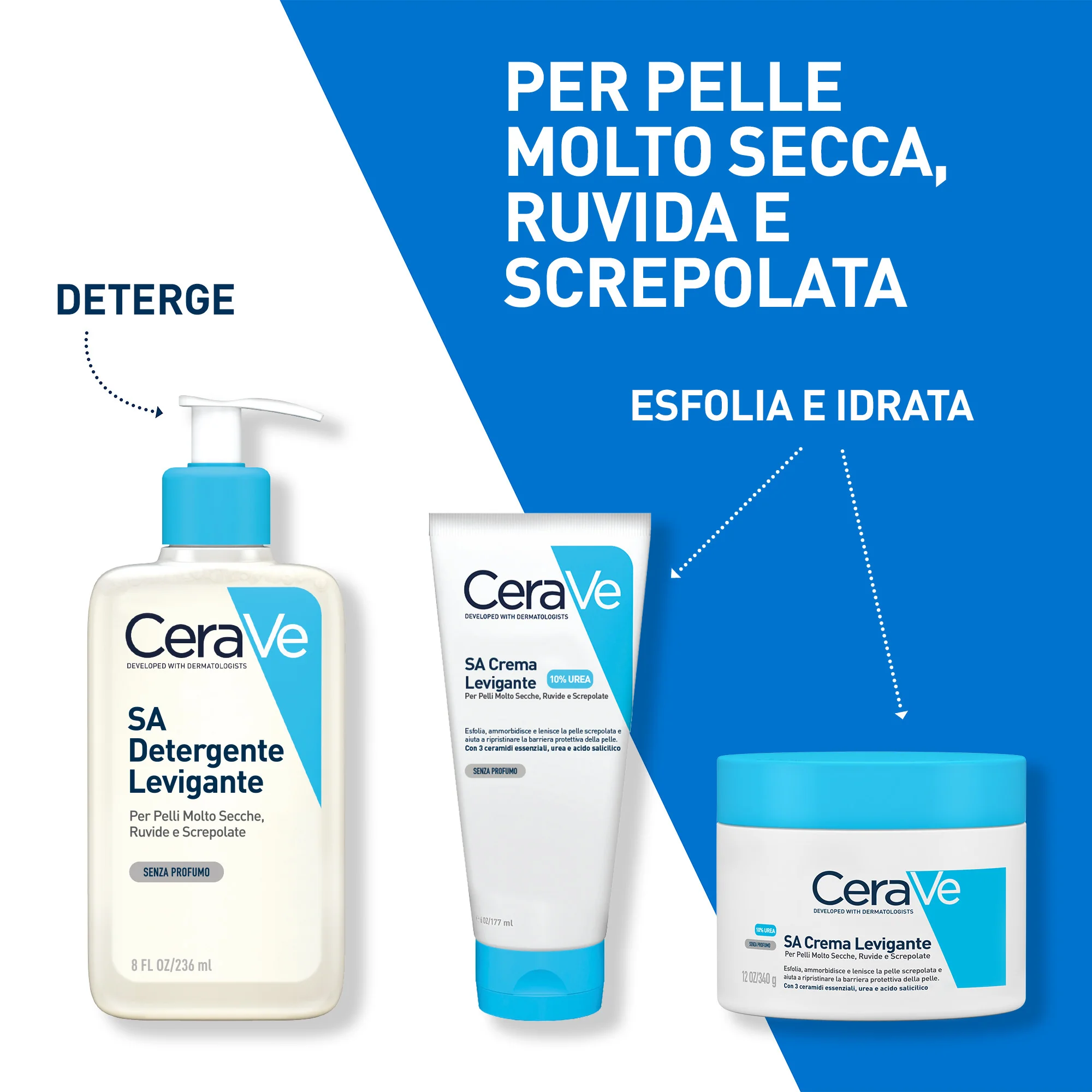 CeraVe SA Crema levigante 10% UREA 177 ml Pelle Molto Secca, Ruvida e Screpolata